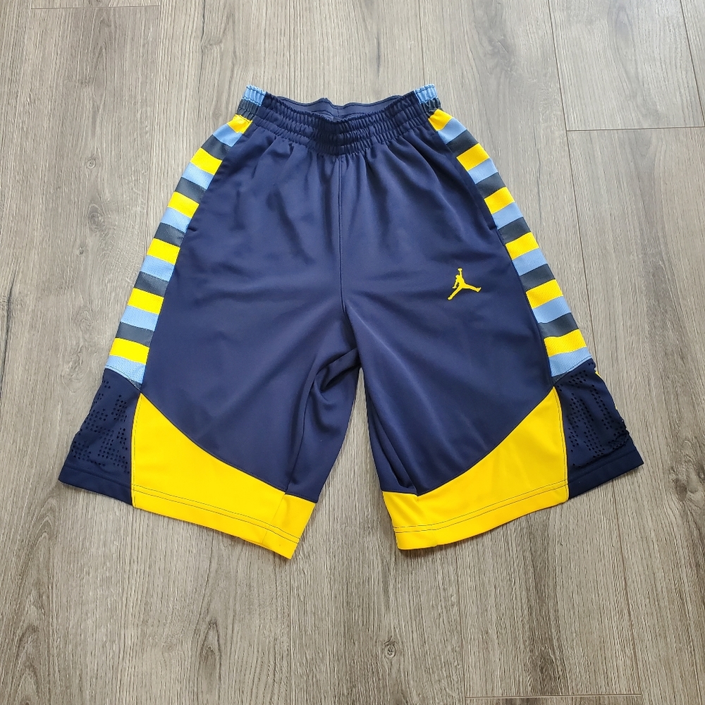 Jordan Navy and Yellow Basketball Shorts